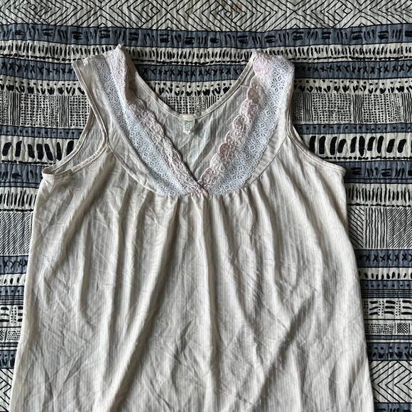 Vintage Women’s Striped Lace Pink Feminine Nightgown Sleepwear Dress M - Picture 2 of 9